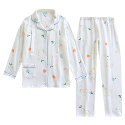 Confinement clothes spring and autumn pure cotton gauze postpartum spring and summer thin section large size 200 pounds nursing pajamas March 3 and 4