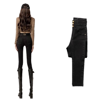 Black small-foot jeans for women summer thin 2024 new style high-waisted slim-fitting stretch pencil pants for small people