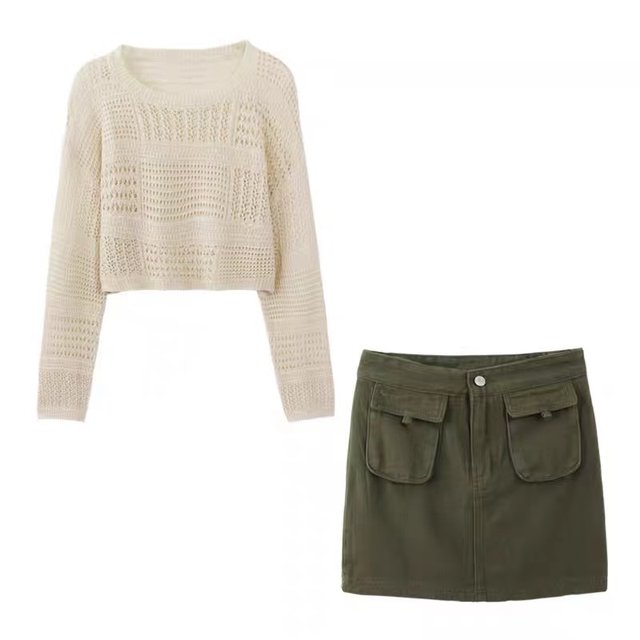 Large size women's fat mm long-sleeved top skirt