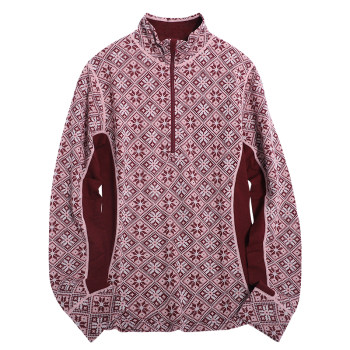 100% merino wool ແຂນຍາວຂອງແມ່ຍິງເຄິ່ງ zip top