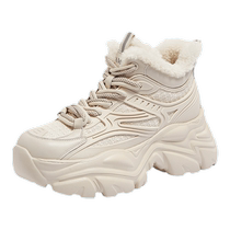 Camel Outdoor Shoes Womens Shoes 2024 Spring and Autumn New Thick and Velvet High-top Casual Dad Shoes Womens Thick-soled Snow Boots