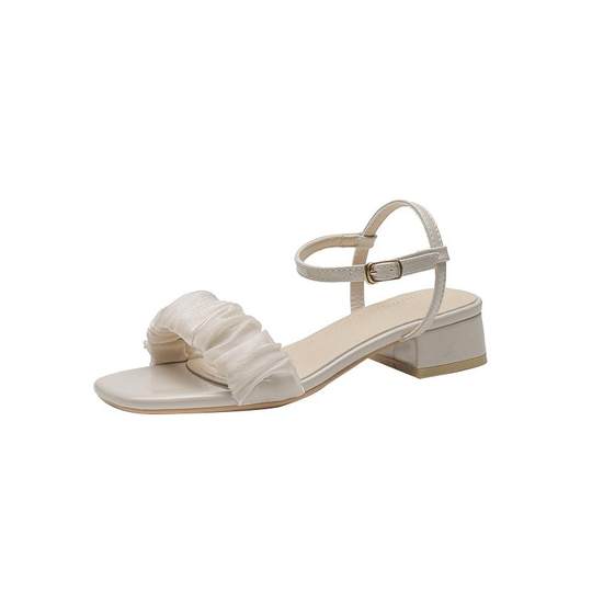 2025年新款凉鞋夏季时装仙女风气质搭配裙子一字带扣粗跟高跟鞋女