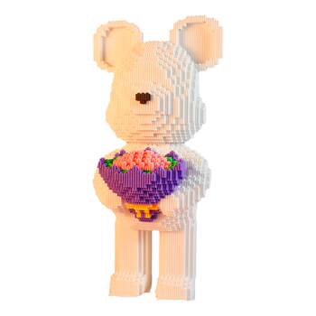 Tiny Particle Bouquet Violent Bear Building Blocks Educational Assembly Toy Gift for Boys and Girls on Valentine's Day or Birthday