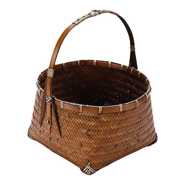 Retro bamboo weaving handbasket tea set fruit storage basket