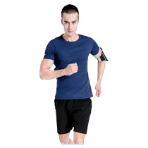 Running sports suit mens summer casual round neck short-sleeved T-shirt shorts two-piece set breathable thin fitness clothes