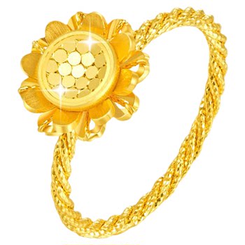 Golden supreme official sunflower pure gold ring women's gold ring new birthday gift for wife gold jewelry