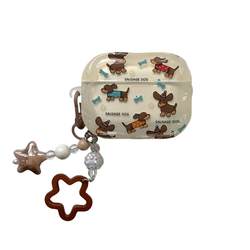 재미 있고 귀여운 만화 Dachshund 개 애플 이어폰 보호 케이스에 적합한 AirPodsPro2 무선 Bluetooth 이어폰 케이스 4 세대 AIRPOD4 2 세대 iPod 헤드폰 케이스 AirPods3 보호 케이스