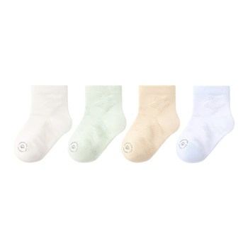 Xiaolongren 100% ຝ້າຍບໍ່ກະດູກ socks ເດັກນ້ອຍພາກຮຽນ spring ແລະ summer ຕາຫນ່າງບາງໆກາງທໍ່ຝ້າຍ socks summer ເກີດໃຫມ່