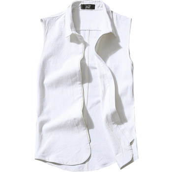 Summer ບາງ breathable cotton and linen vest Korean style stand collar slim zipper sleeveless vest vest large size Fitness