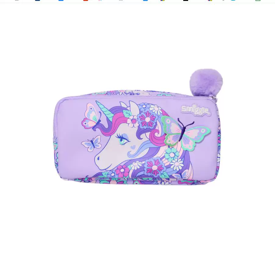 Fuchsia universal pencil case for students, double-layer gift box with zipper, unicorn