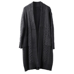 Spring and Autumn Designer Sweater Men's Sweater Cardigan Thick Line Trendy Mid-Long Jacket Large Thick Knitted Sweater Lazy Style Loose