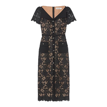 self-portrait 2024 spring and summer new classic black large lapel off-shoulder elegant lace dress