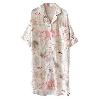 Artificial cotton silk spring and summer simple and refreshing nightgown