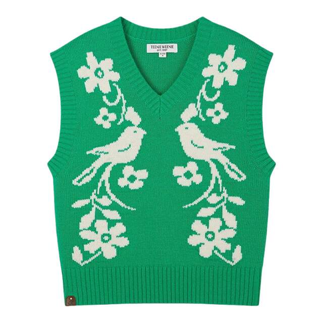 Teenie Weenie Bear Women's Sweater 2025 Autumn New Retro Intarsia Casual V-Neck Knitted Vest