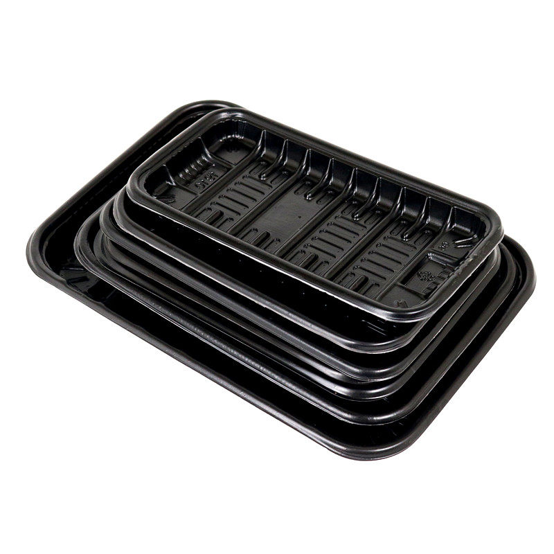 Black plastic rectangular commercial fresh food tray free shipping