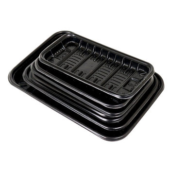 Black plastic rectangular commercial fresh food tray free shipping