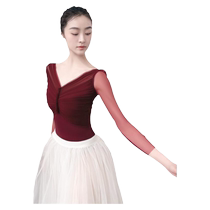 vonsu Fanshu adult ballet training suit dance gymnastics suit female aerial yoga mesh pleated jumpsuit
