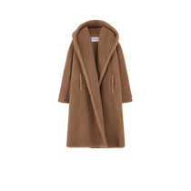 (Self-operated) Max Mara Womens Long Oversized Hooded Teddy Bear Coat APOGEO