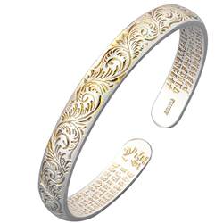 Gold Pattern Ode Bracelet Women's Sterling Silver 9999 Solid 2024 New Chinese Style Curly Grass Pattern Silver Bracelet ຂອງຂວັນວັນແມ່