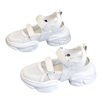 Hong Kong fashion brand summer Baotou sports sandals for women 2024 new style mesh hollow thick sole increased white dad shoes