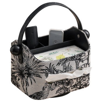 Manshiguang hand-held leather rotary tissue box household coffee table remote control storage box paper box light luxury high-end feeling