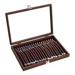 Walnut-Colored Jewelry Storage Box for Rings, Necklaces, Earrings, and Accessories, Dustproof for Display at Stalls