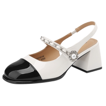 Daphne Round Toe Mary Jane Womens Shoes 2024 New Thick Heel High Heels Womens Summer Skirts Single Shoes Small Leather Shoes