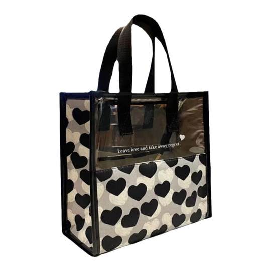 2025新款半透明爱心手提袋子便携式拉链化妆包大容量高端洗漱包女