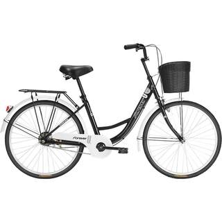 永久牌通勤自行车男女款成人轻便上班代步24/26寸老式单车实心胎