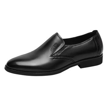 Breathable business style formal men's slip-on leather shoes