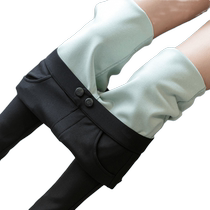 Black leggings for womens outer wear in autumn and winter thickened high-waisted elastic little black pants tight-fitting slimming velvet and warm magic pants