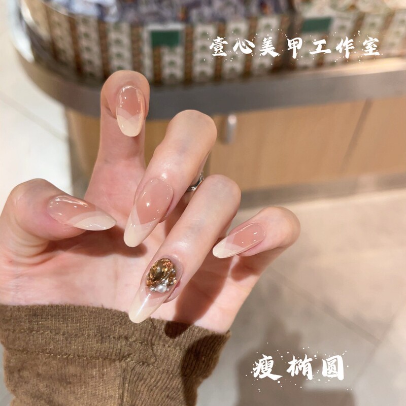Almond Roasted Milk - Yixin Pure Handmade Wearable Nails, Removable Nail Stickers, 10-Piece Set