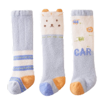 Jingqi baby stockings spring autumn and winter 0-3 months newborn baby pure cotton thickened warm knee-high 3 pairs