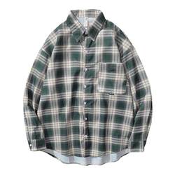 BOYUE silk jump contrasting plaid shirt ພາກຮຽນ spring and autumn Korean style men's and women's university style daily oversize inner jacket