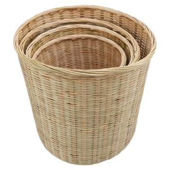Bamboo woven round barrel basket household storage size fruit basket