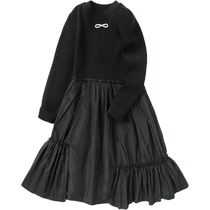 Balabala childrens clothing childrens dress girls irregular splicing long skirt medium and large childrens national trendy clothing fashionable and elegant