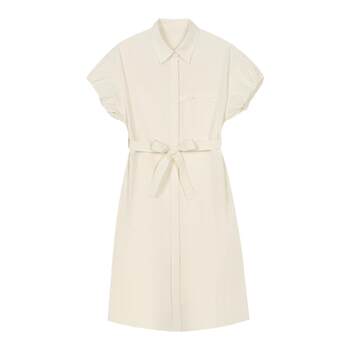 Gcrues pure cotton design skirt 2025 summer new korean slim workwear lace-up shirt dress