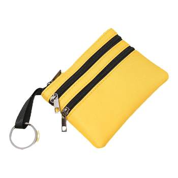 Coin wallet three-layer zipper fabric handheld bag