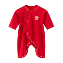 Full-moon baby clothes pure cotton jumpsuit red hundred-day banquet summer clothes newborn baby butterfly clothes monk clothes