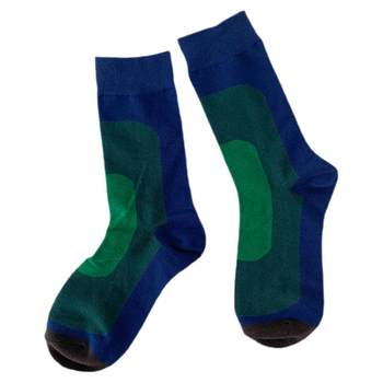 ສີຟ້າ ແລະສີຂຽວ gradient mid-calf Korean ins trend ladies couple mid-calf socks spring, summer and autumn socks cotton Personalized cotton casual