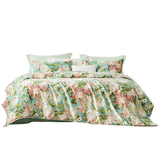 富安娜家纺纯棉单件被套100全棉被罩田园风印花单双人家用被单套