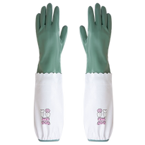 Double dishwashing gloves kitchen durable plus velvet housekeeping cleaning waterproof anti-slip thickened rubber laundry winter 2868