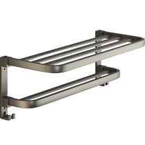 枪灰色折叠毛巾架太空铝免打孔厕所浴巾架壁挂浴室洗手间置物架