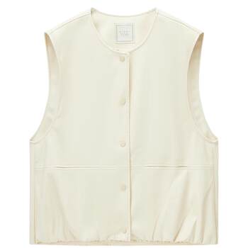 Aijutu round neck pu leather vest for women 2025 new autumn trend versatile loose sleeveless vest
