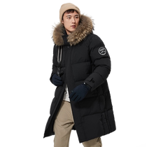 (Large Goose Down) Camel Outdoor Down Jacket for Men and Women Autumn and Winter New Mid-Length Large Fur Collar Detachable Jacket