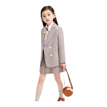 Romon Girls Small Suit 2023 Spring and Autumn New Style Korean Style Suit Internet Celebrity Suit British Childrens Jacket