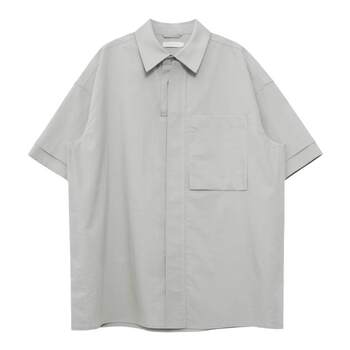 WP Shirakawa Textured Stacked Door Pocket Shirt ແຂນສັ້ນ ເສື້ອໂປໂລຜູ້ຊາຍ Summer