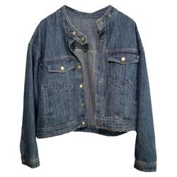 Ximi Customized Spring New Retro Washed Small Stand Collar Metal Button Jacket Denim Loose and Versatile Top