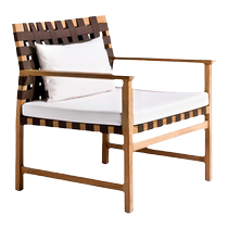 Outdoor sofa villa yard outdoor Burmese teak furniture balcony solid wood designer leisure rattan sofa chair