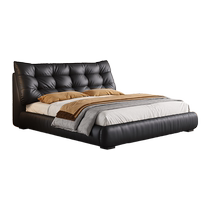 (Lieer Baby Live Room) Dipu Italian leather bed modern wedding bed master bedroom soft-covered bed head layer cowhide bed
